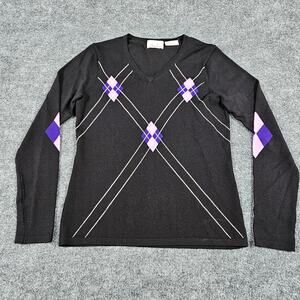 EP Golf Shirt Sweater Womens Size Small Petite Black Purple